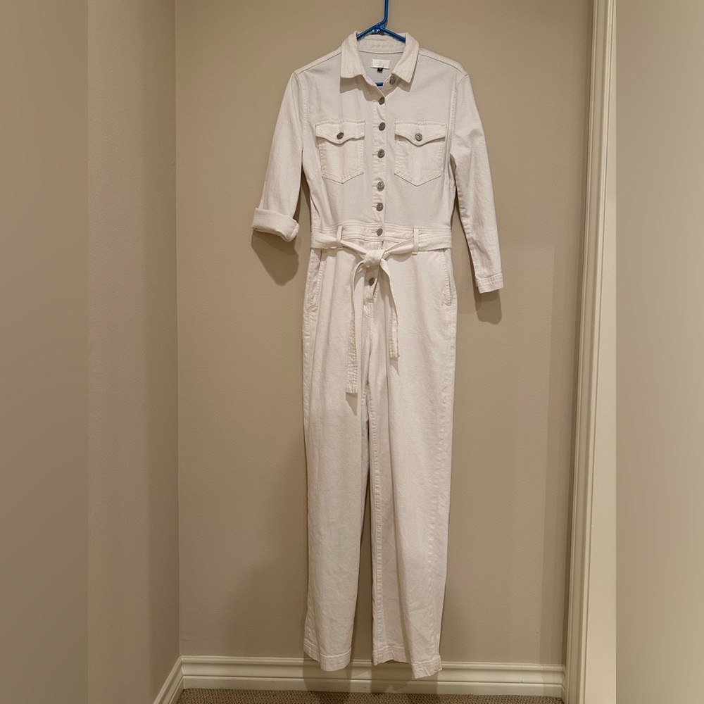 7 For all Mankind white denim jumpsuit. Size M.